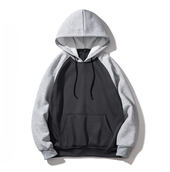 Sweat-shirt homme color block noir et jaune à manches raglan