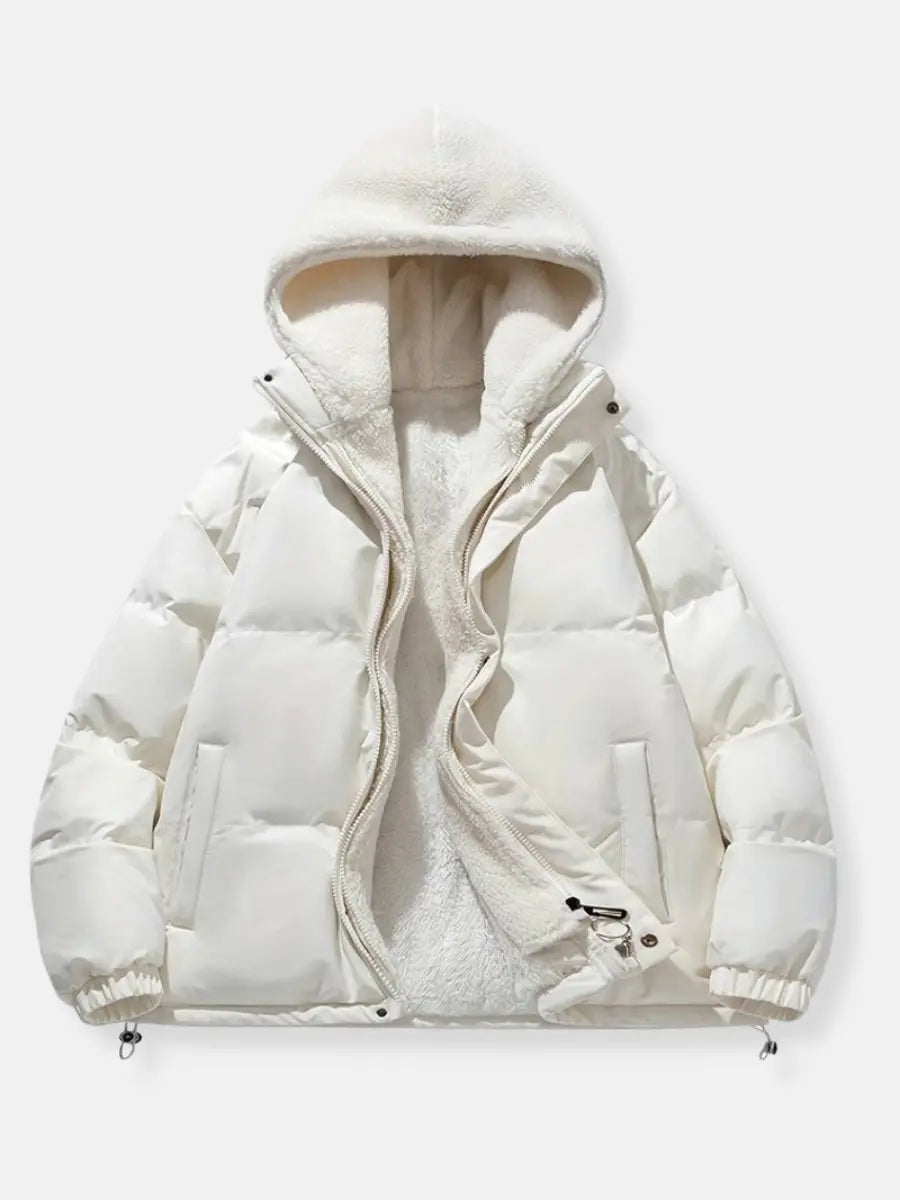 Veste d'hiver femme à capuche - blanc