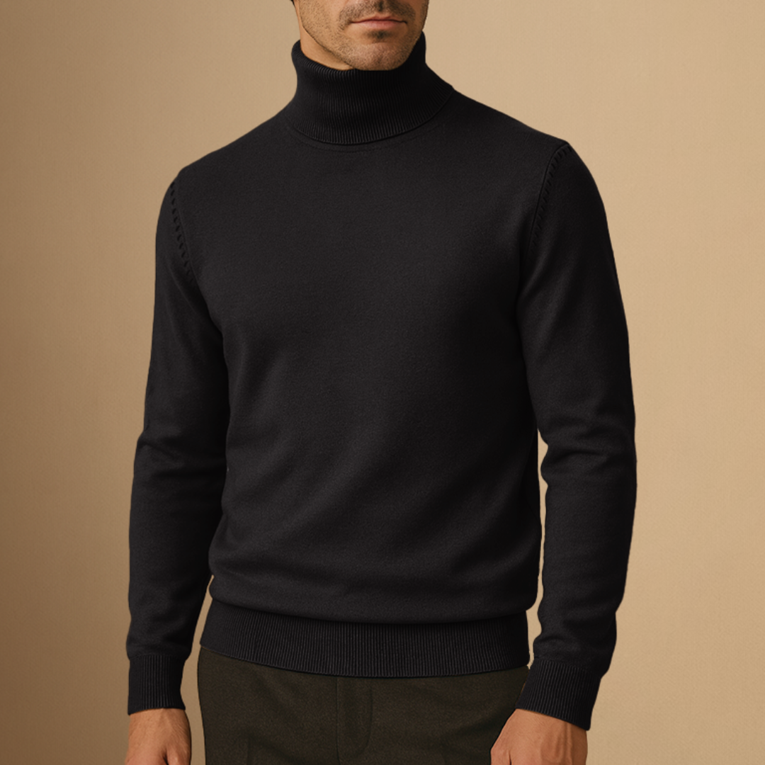 Pull à col roulé pour homme - noir