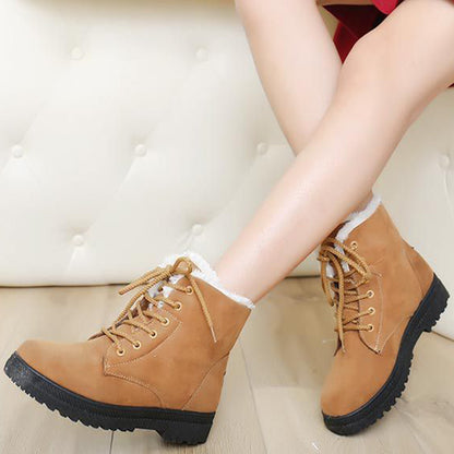 Bottines d'hiver femme doublées à lacets, tige haute