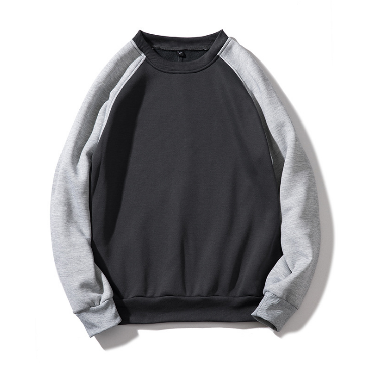 Sweat-shirt homme color block noir et jaune à manches raglan