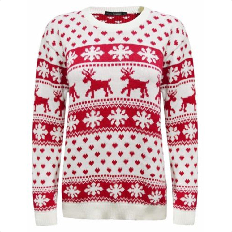 Pull de Noël femme blanc à motif flocons de neige