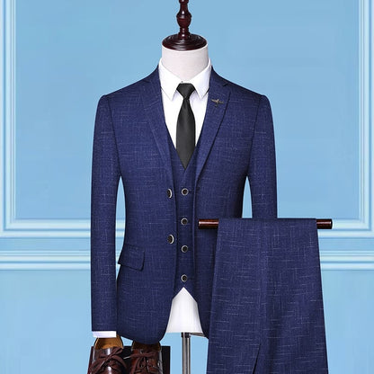 Costume 3 pièces homme bleu marine, veste gilet pantalon