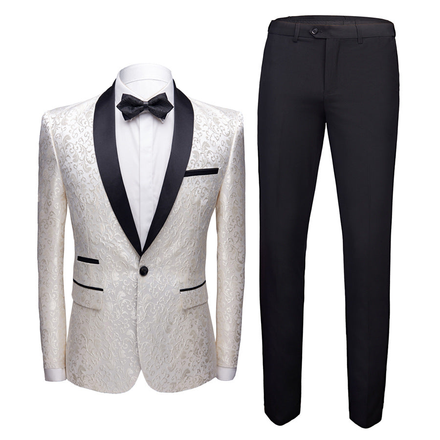 Costume homme pour mariage en bleu, noir, blanc et bordeaux