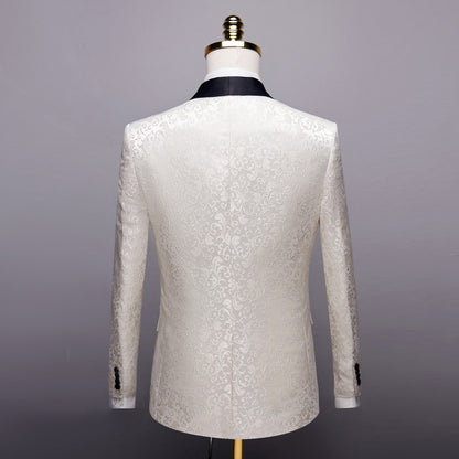 Costume homme pour mariage en bleu, noir, blanc et bordeaux