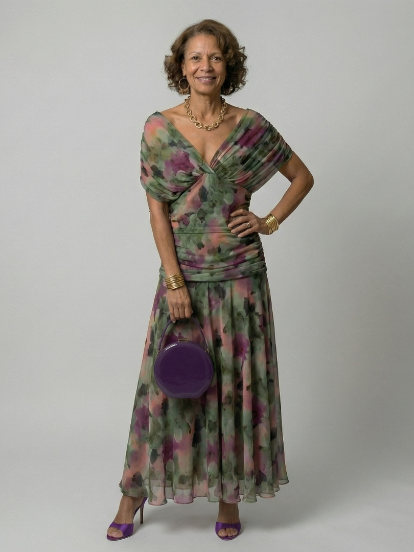 Isaline | Robe Midi Épaules Dénudées Fluide