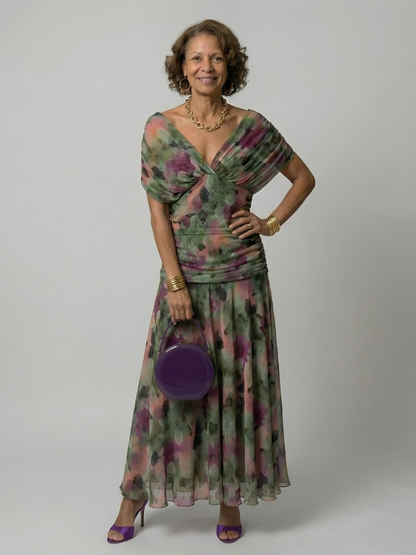 Isaline | Robe Midi Épaules Dénudées Fluide