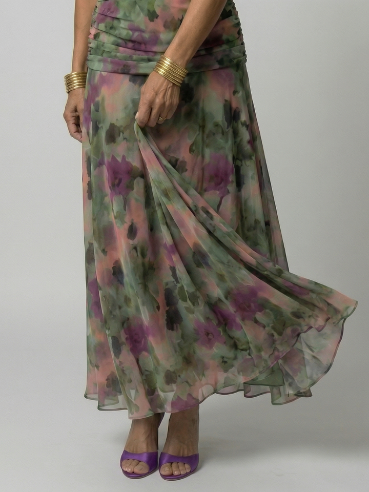 Isaline | Robe Midi Épaules Dénudées Fluide