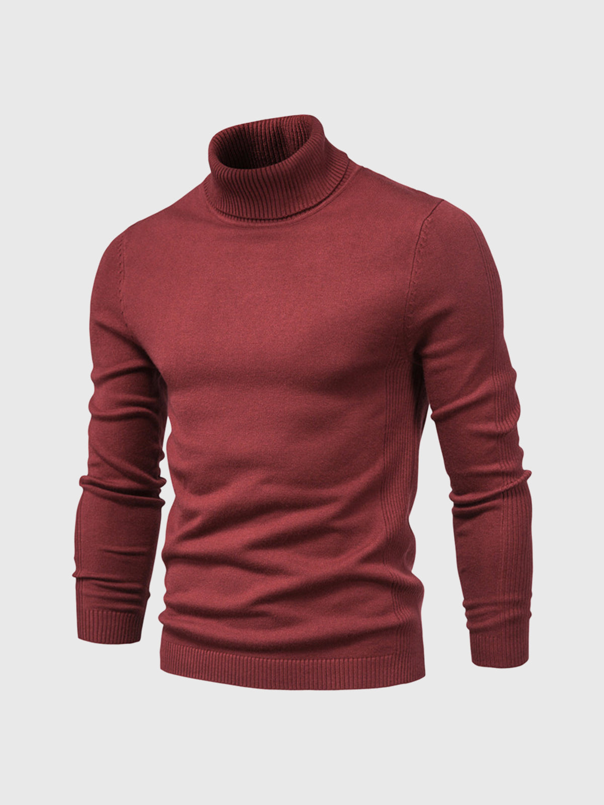 Pull col roulé homme style moderne - rouge foncé