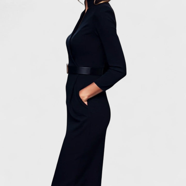 Fleur | Robe élégante ceinture col Mao
