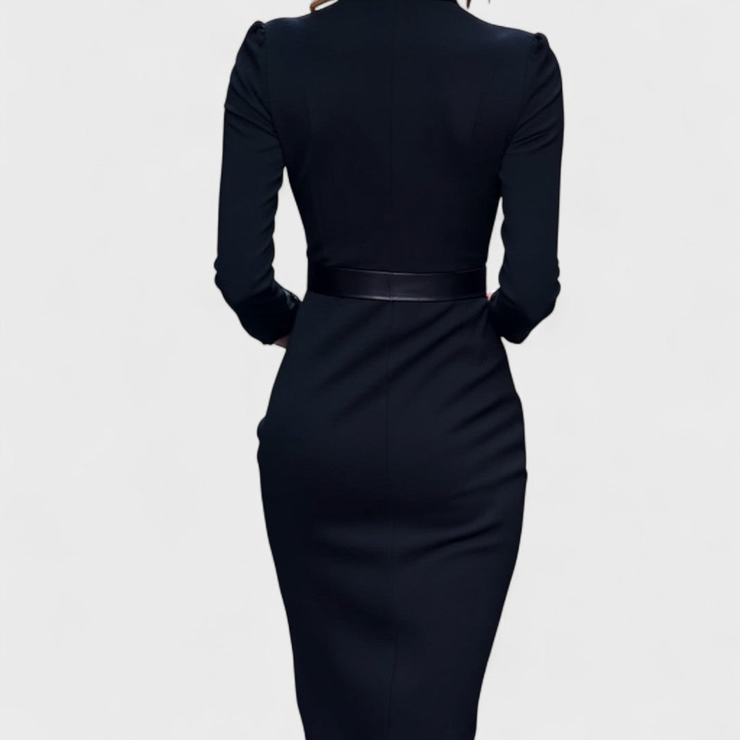 Fleur | Robe élégante ceinture col Mao
