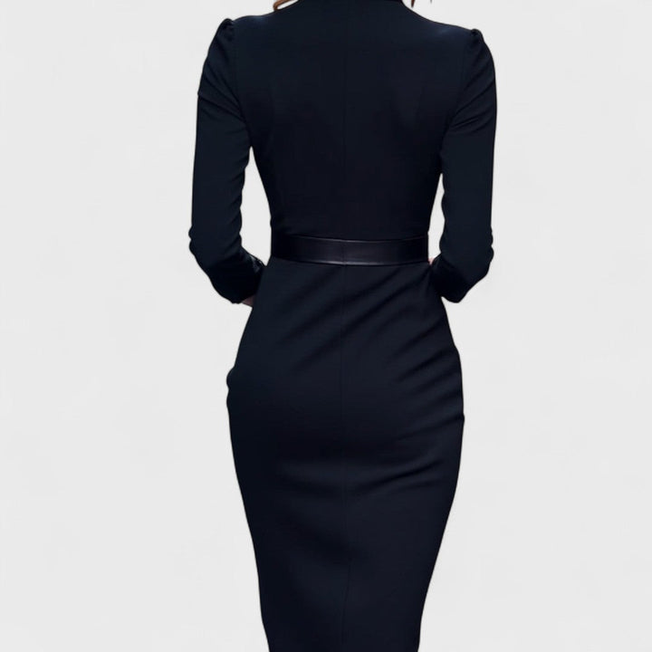 Fleur | Robe élégante ceinture col Mao