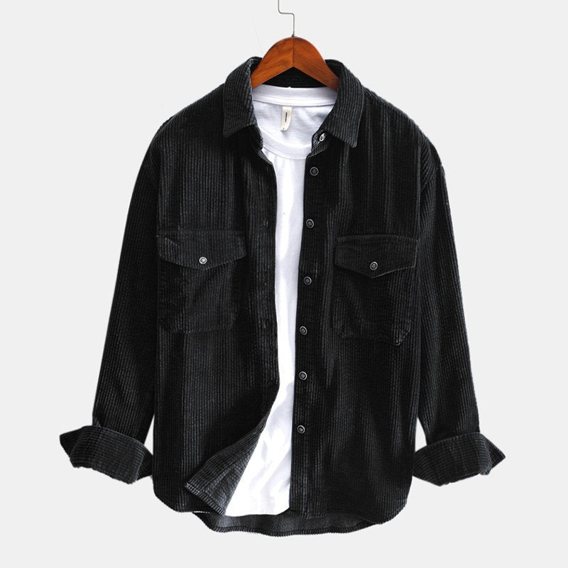 Chemise homme en velours côtelé à manches longues