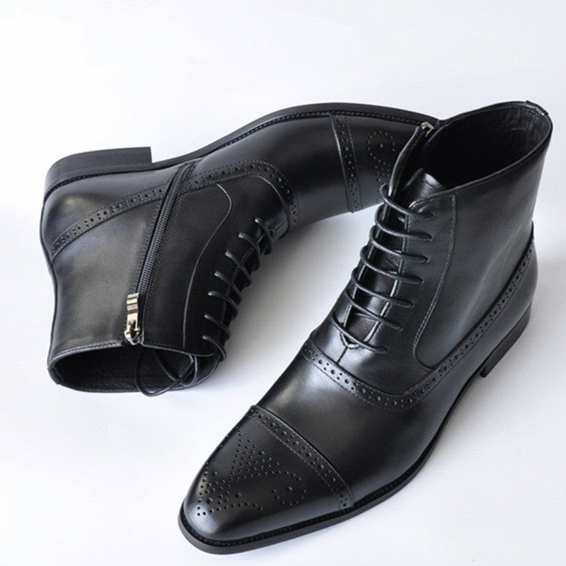 Bottes d'hiver homme en cuir marron vintage