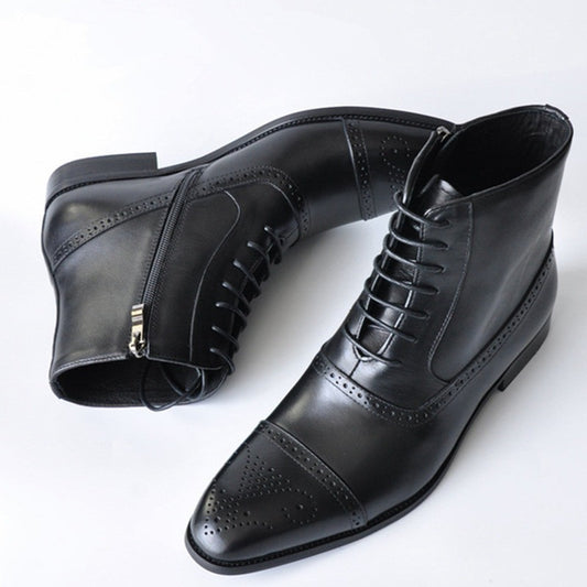 Bottes d'hiver homme en cuir marron vintage