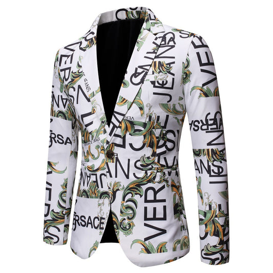Blazer slim homme imprimé lettres vue de face