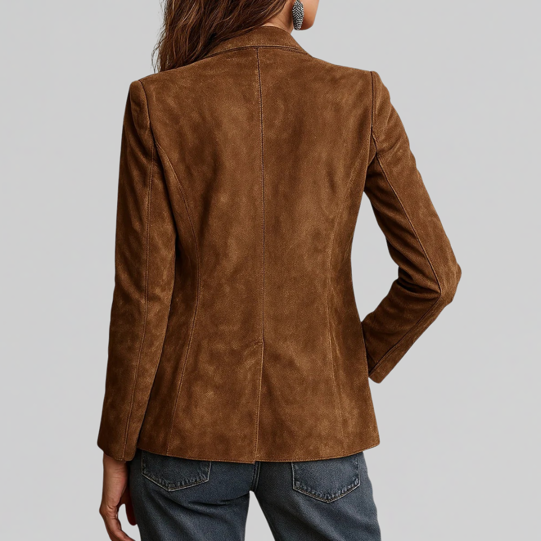 Blazer femme boutonné marron coupe détendue vue de face