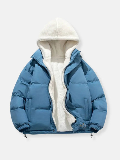 Veste d'hiver femme à capuche - bleu