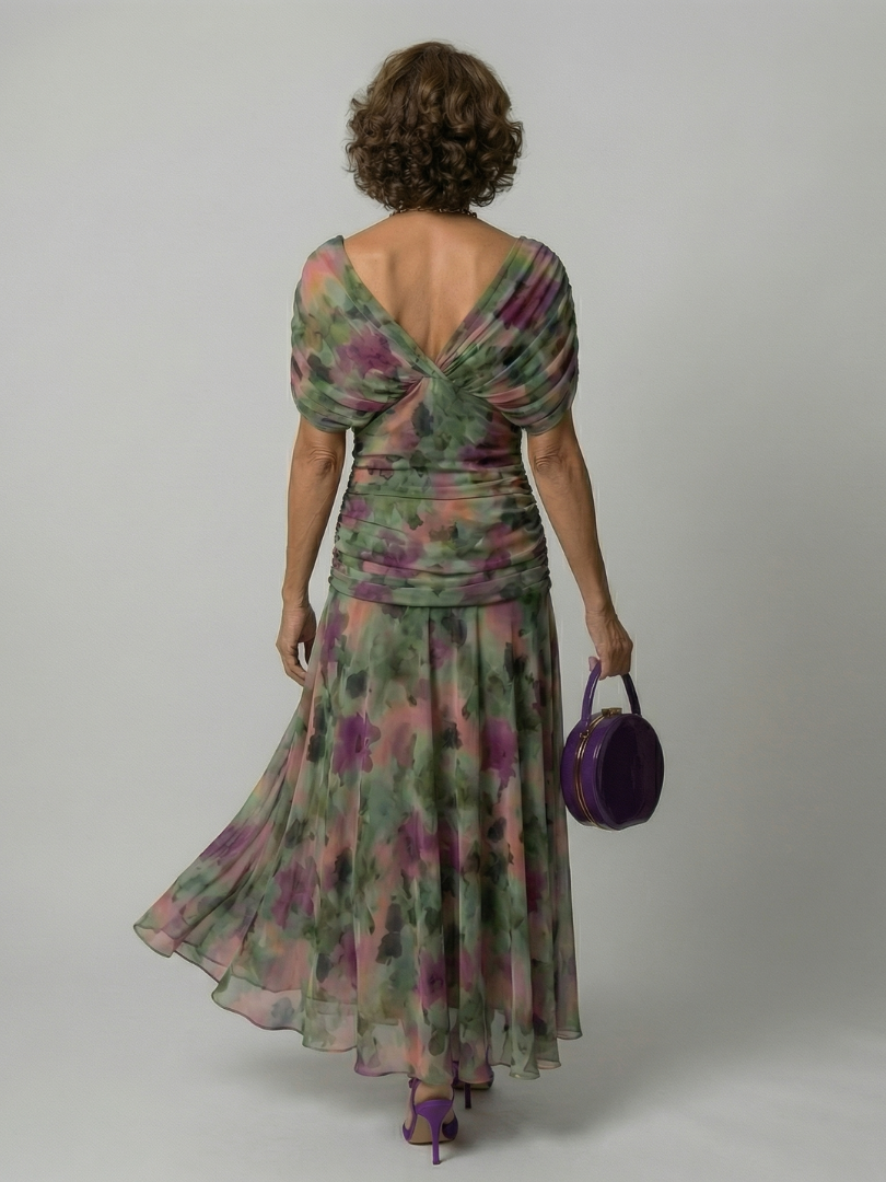Isaline | Robe Midi Épaules Dénudées Fluide