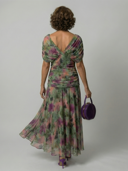 Isaline | Robe Midi Épaules Dénudées Fluide