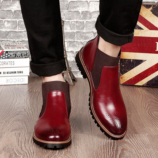 Bottes homme en cuir style Martin marron vue de profil