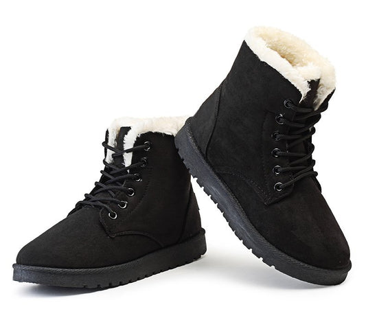 Bottes d'hiver femme doublées peluche vue de profil