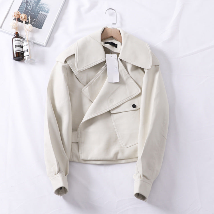 Veste motard courte femme avec zip, coupe slim