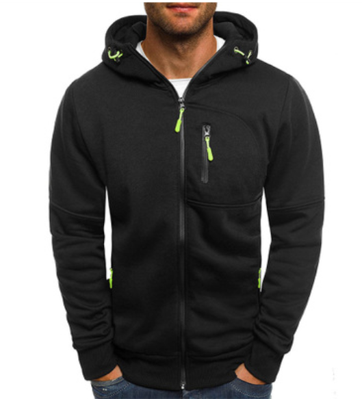 Sweat à capuche zippé homme camouflage jacquard noir