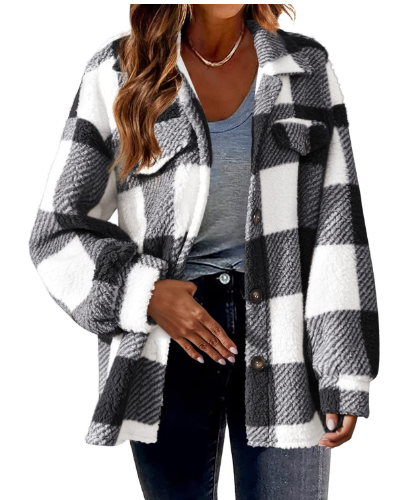 Veste polaire boutonnée à coupe ample pour femme