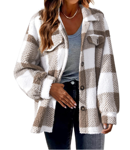 Veste polaire boutonnée à coupe ample pour femme