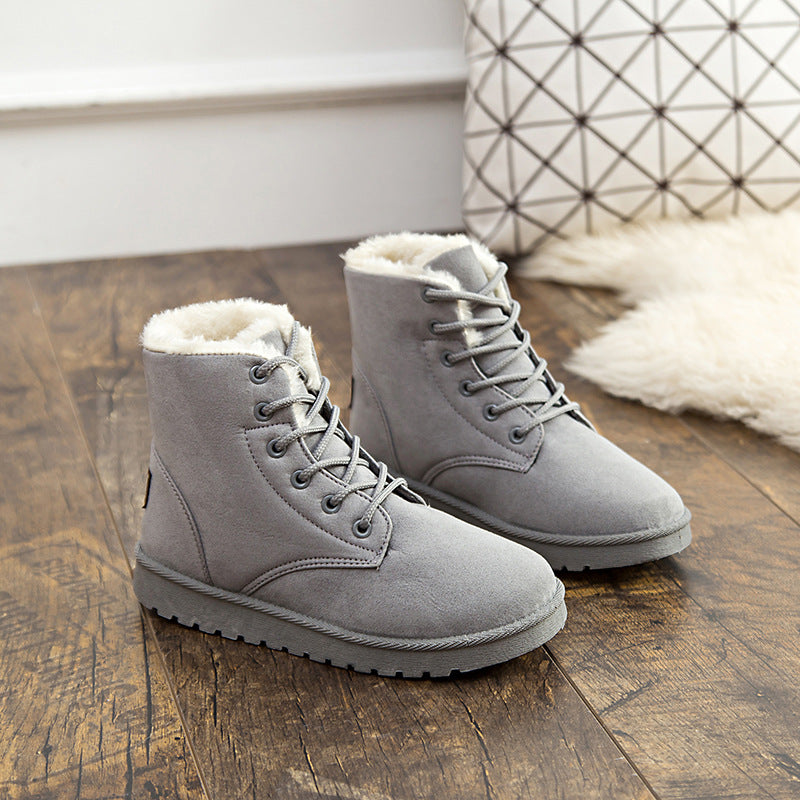 Bottes d'hiver femme doublées peluche vue de profil
