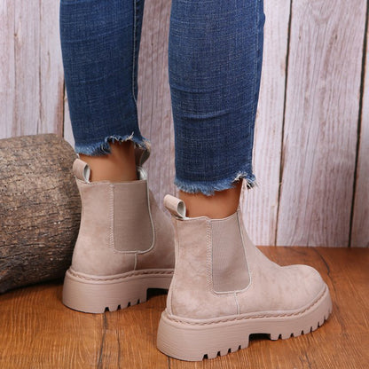 Bottines femme plateforme chelsea à élastiques latéraux et semelle crantée