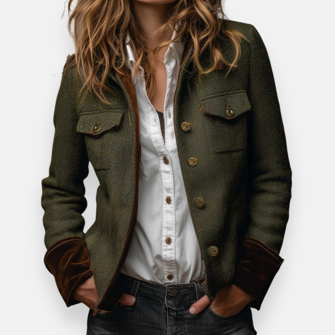 Veste femme à chevrons à coupe structurée, vue de face