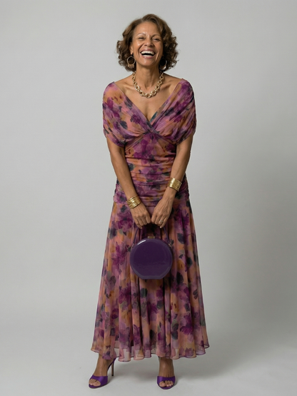 Isaline | Robe Midi Épaules Dénudées Fluide