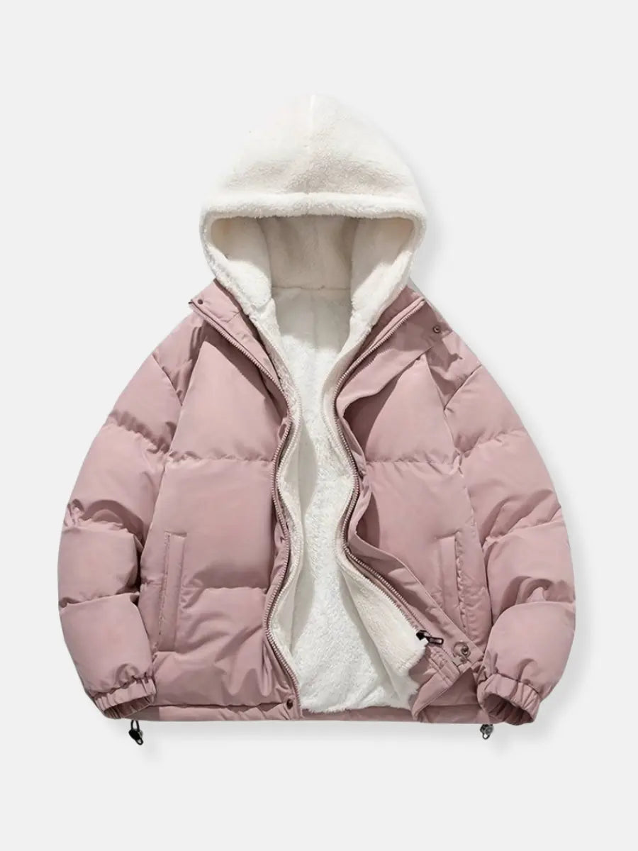 Veste d'hiver femme à capuche - rose