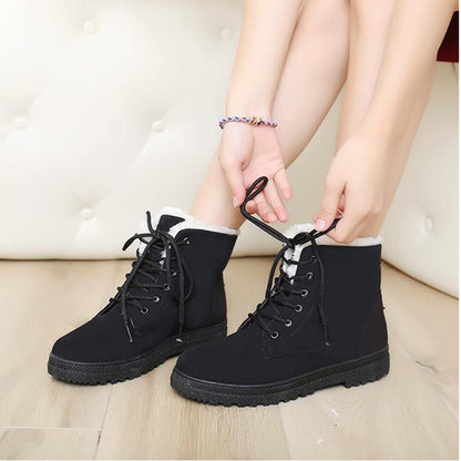 Bottines d'hiver femme doublées à lacets, tige haute