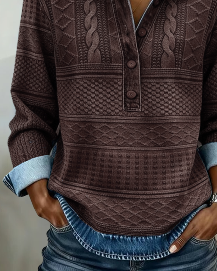 Sylvain | Haut maille effet denim col polo