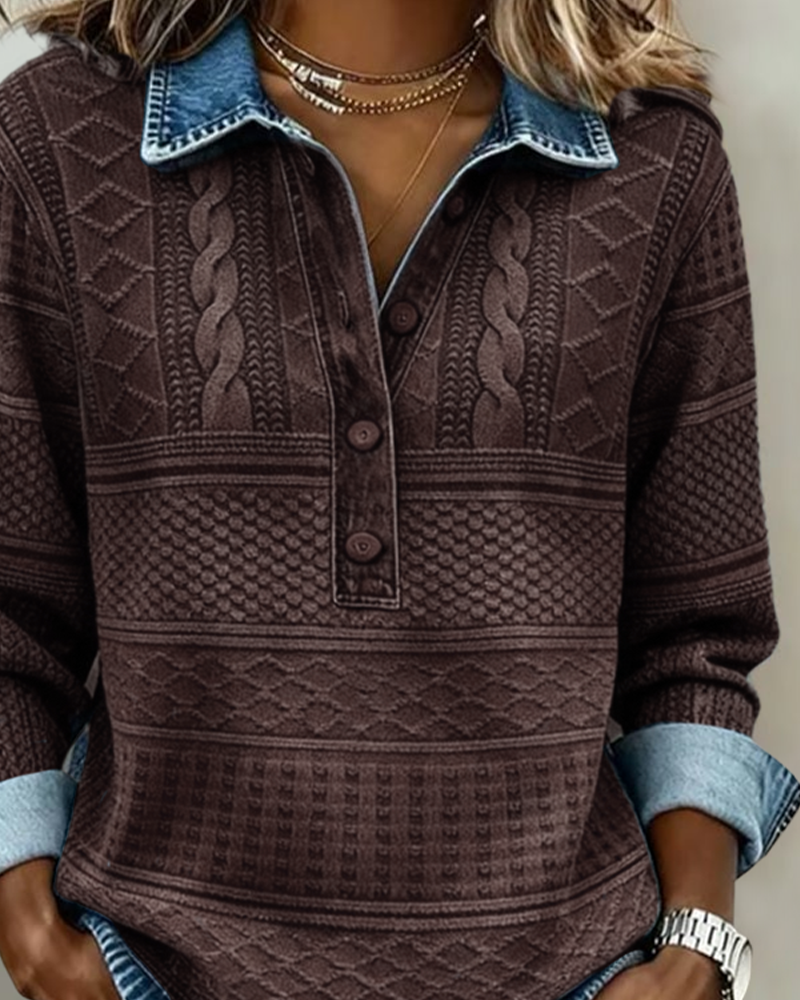 Sylvain | Haut maille effet denim col polo