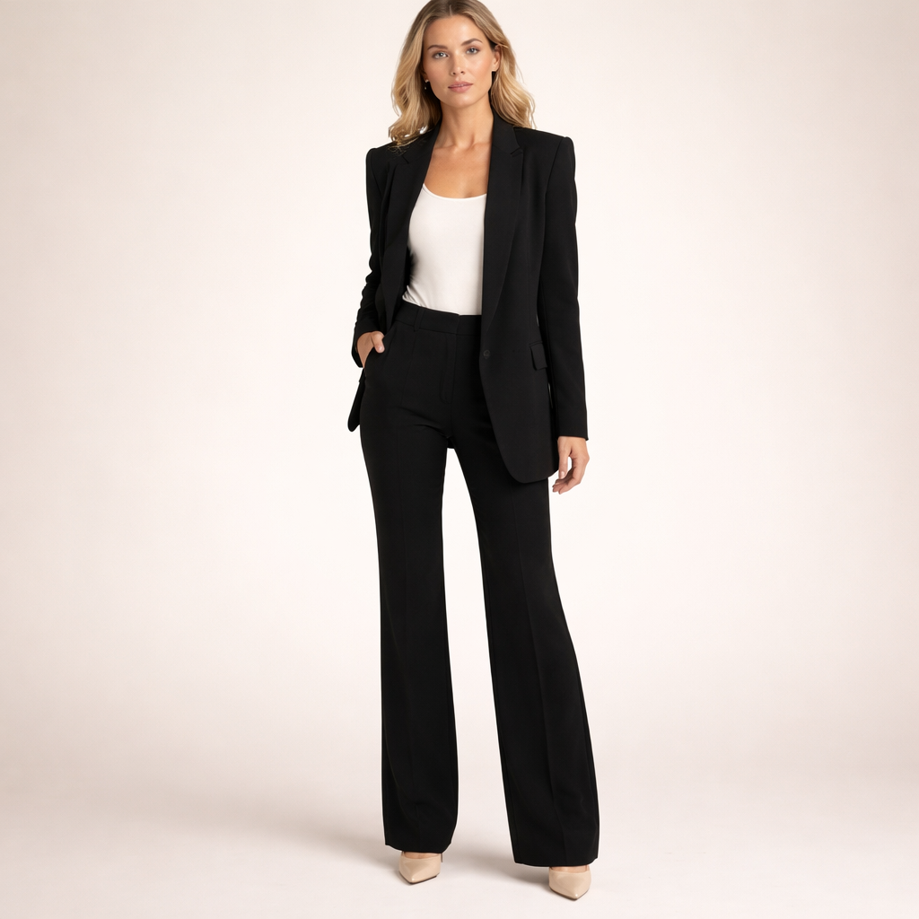 Géraldine | Ensemble blazer et pantalon évasé femme