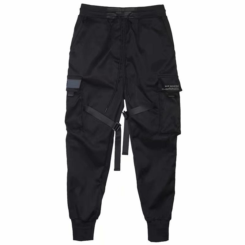 Pantalon cargo noir homme à taille élastique