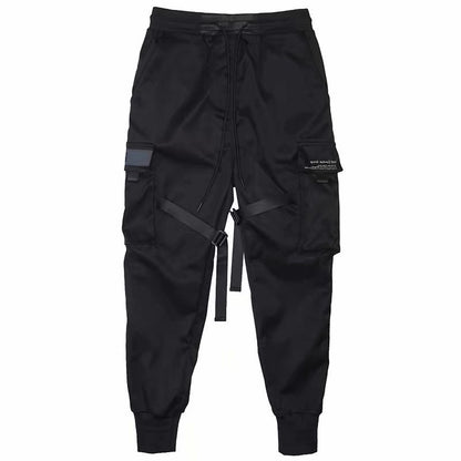 Pantalon cargo noir homme à taille élastique