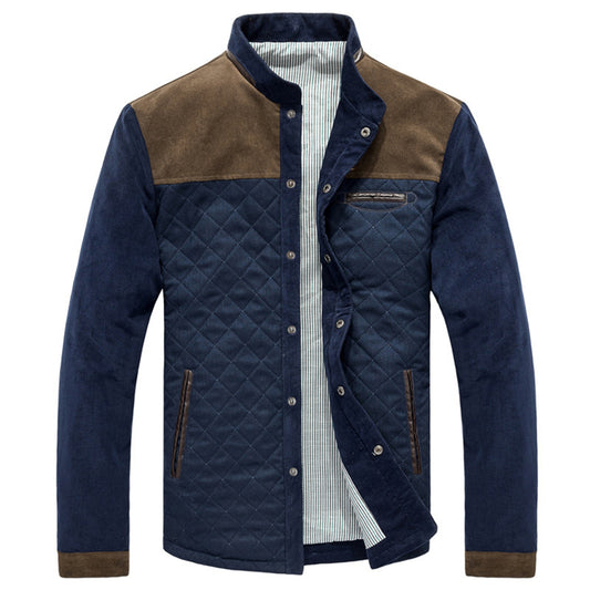 Veste casual homme slim fit design patchwork marron café
