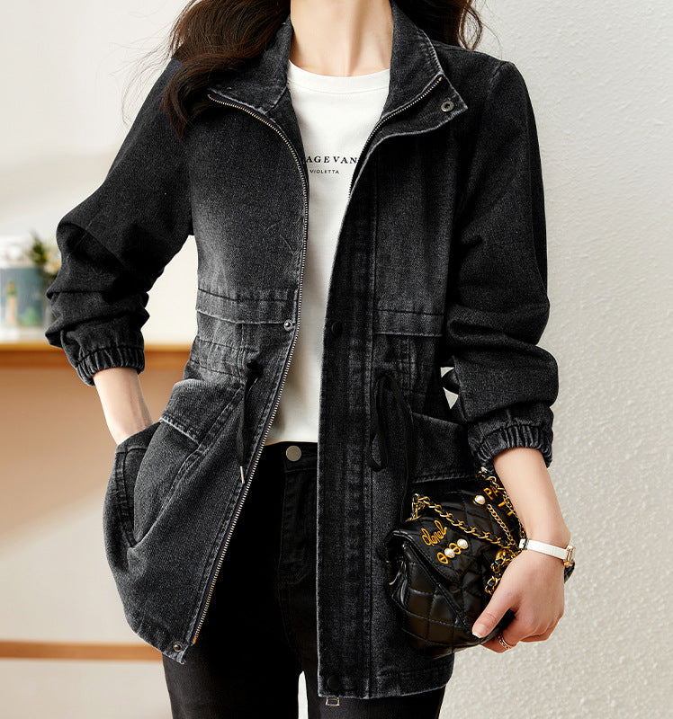 Veste en jean femme style urbain bleue ou noire