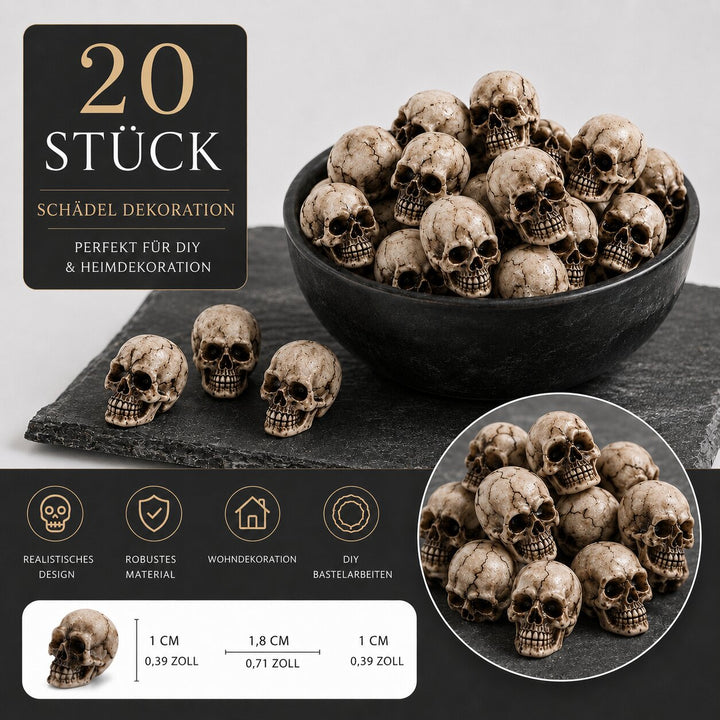Braise | Lot de 20 mini crânes Halloween