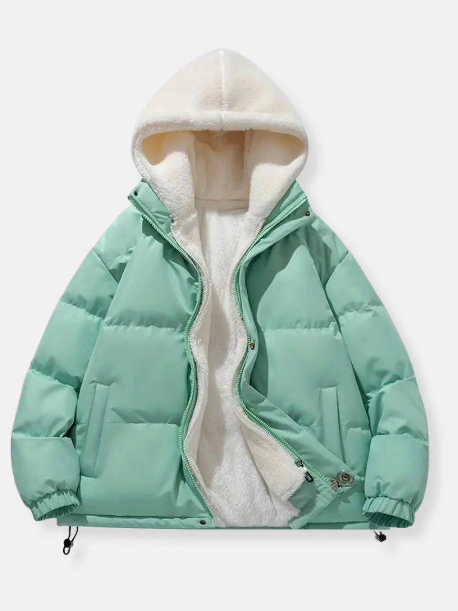 Veste d'hiver femme à capuche - vert menthe
