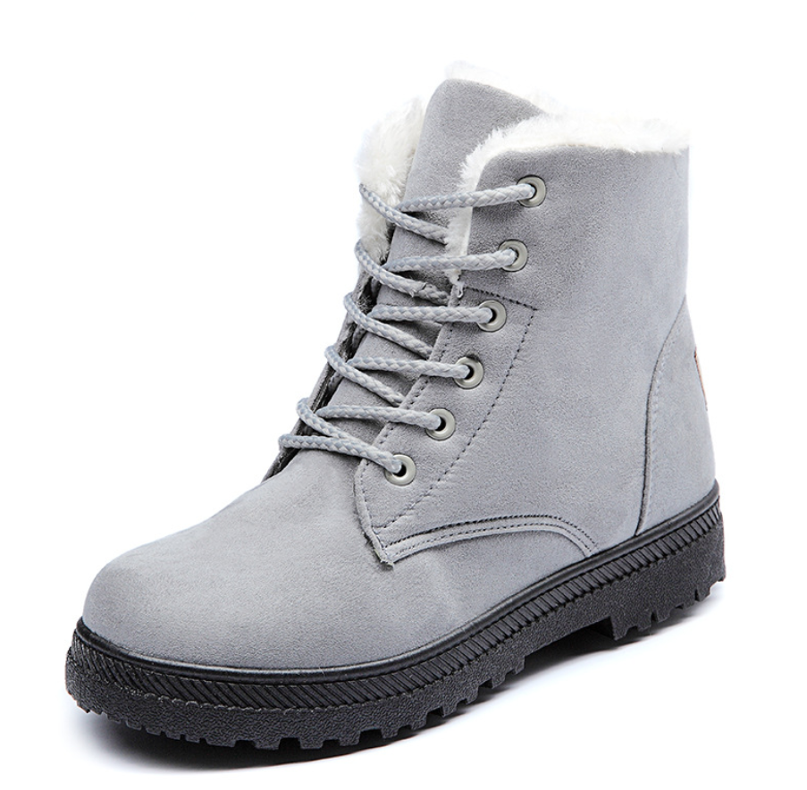 Bottes de neige femme plates à tige haute en tissu