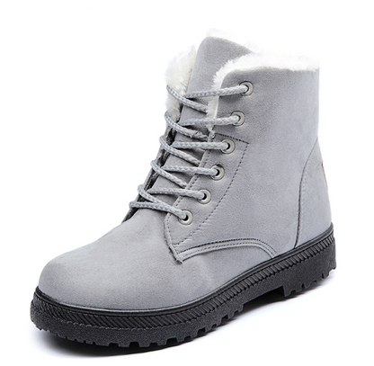 Bottes de neige femme plates à tige haute en tissu