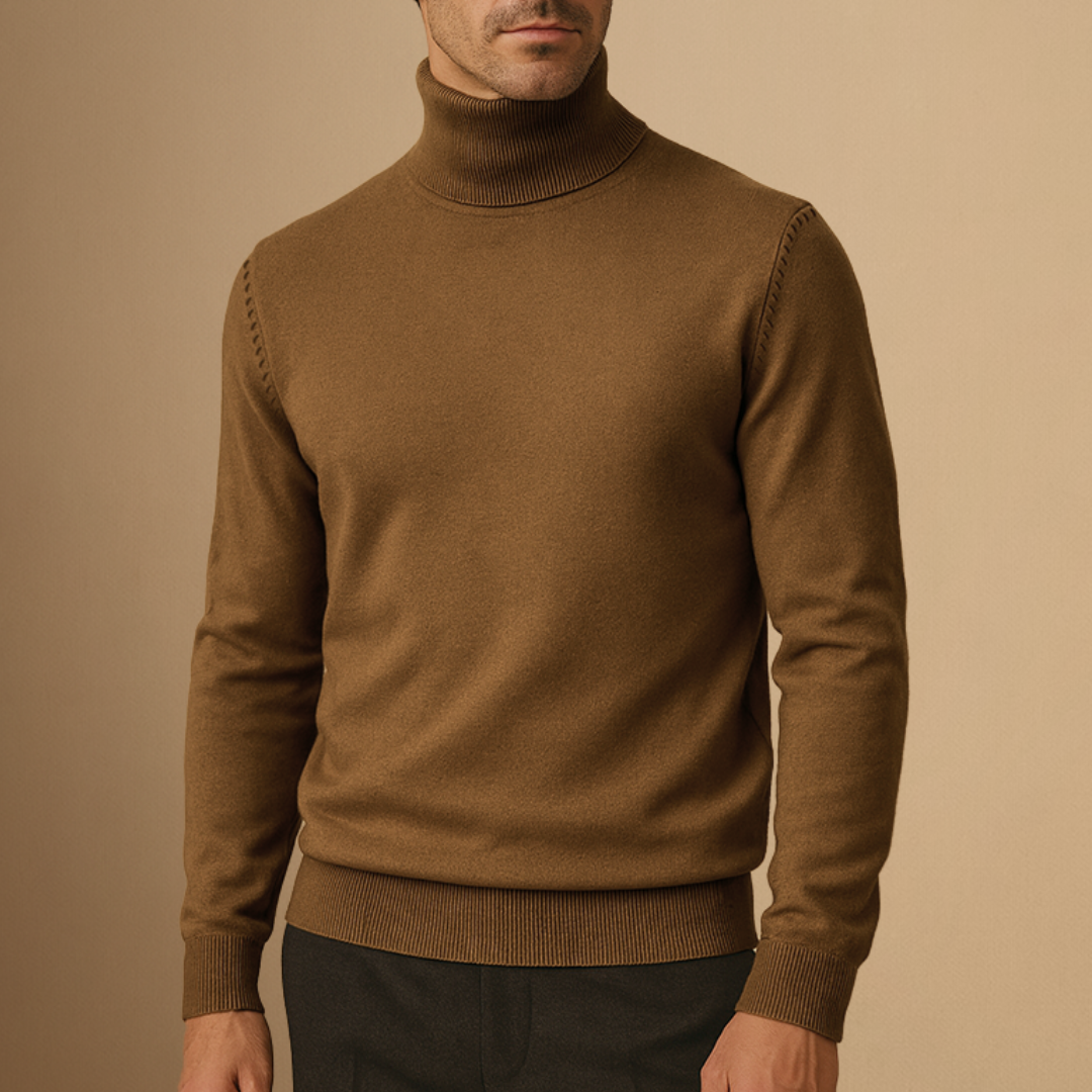 Pull à col roulé pour homme - marron