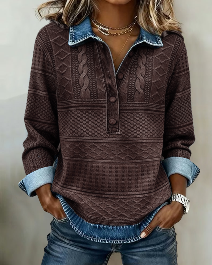 Sylvain | Haut maille effet denim col polo