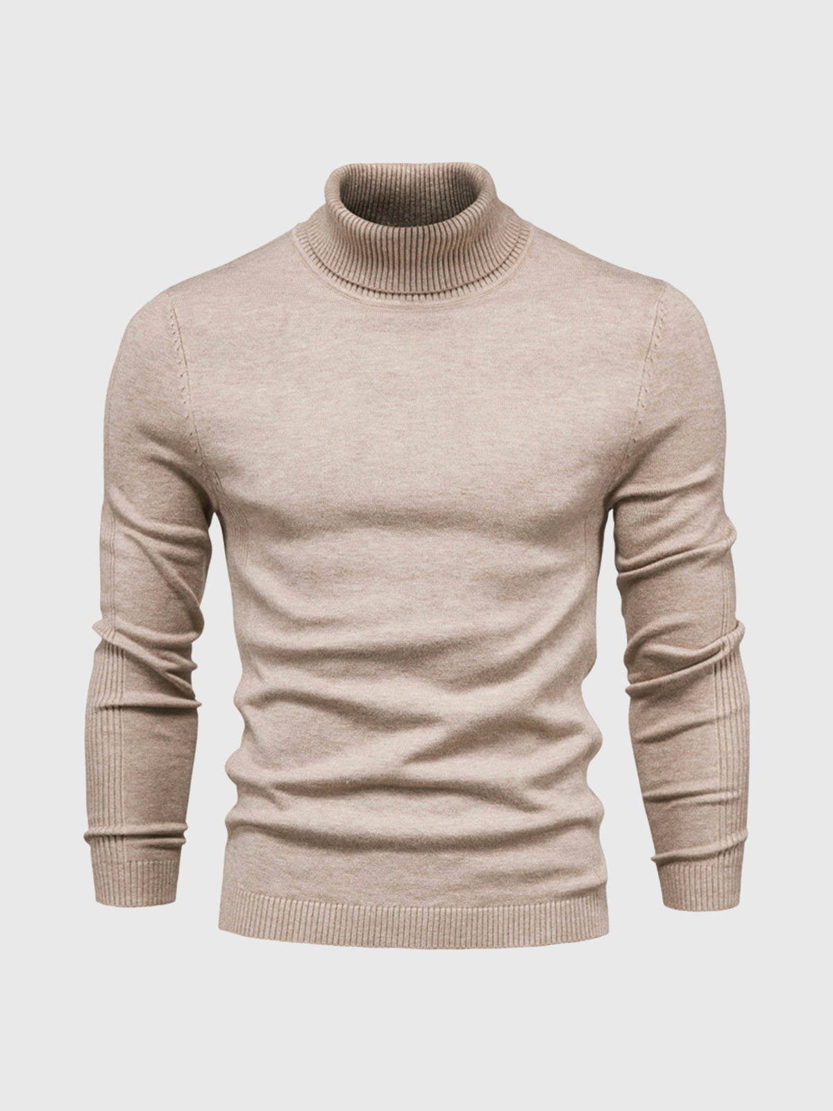 Pull col roulé homme style moderne - beige